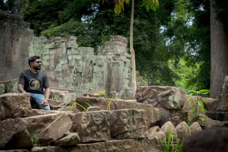 Angkor Wat Photographer client at Preah Kahn temple on an Angkor Photography Tour