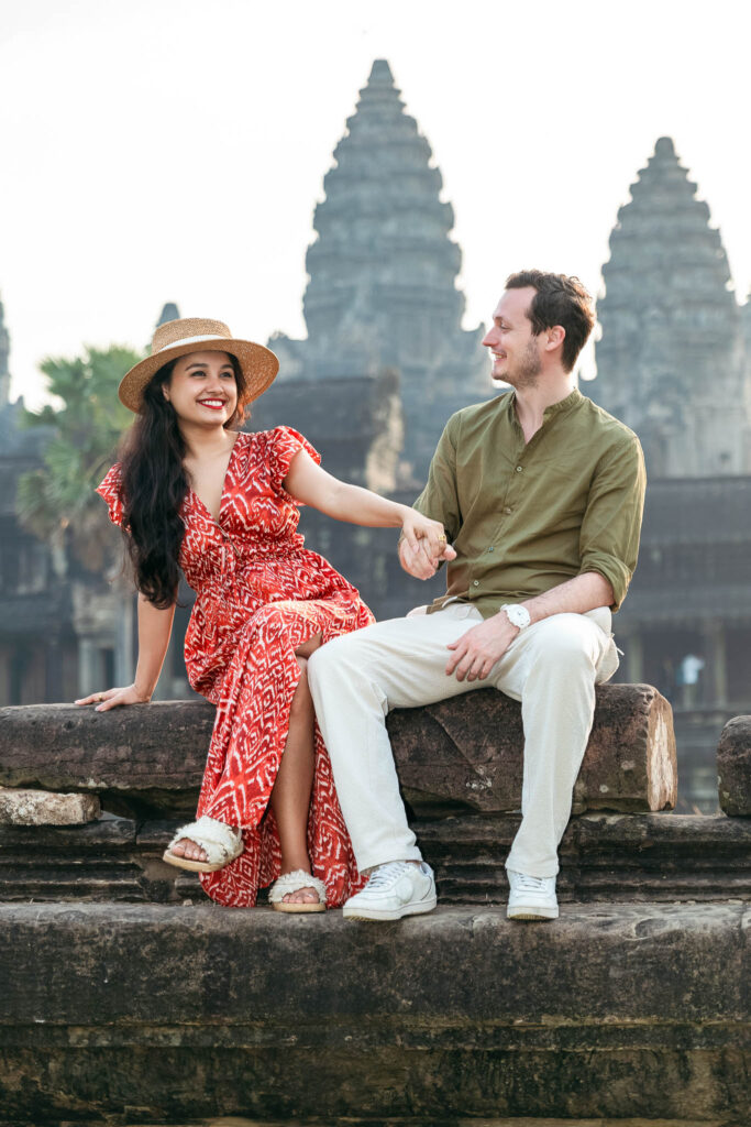 Couple at Angkor Wat on a photoshoot with Angkor Wat photographer