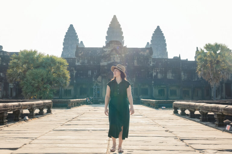 lady at angkor wat at sunrise photographed by Angkor Wat Photographer
